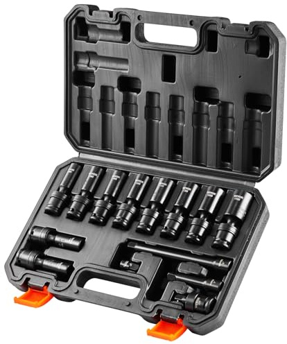 VEVOR Svängbart slagsockelset, 14 st universellt uttagsset – 1 cm enhet djup metrisk 10-19 mm, 6-punkts Cr-Mo legerat stål för automatisk reparation, lättläst storleksmärkning, robust konstruktion