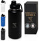 Inspireme Borraccia Termica 1 Litro Acciaio Inox | Bottiglia Termica 1 Litro A Prova Di Perdite | Borraccia Palestra | Nero, Blu O Bianco. (Nero)