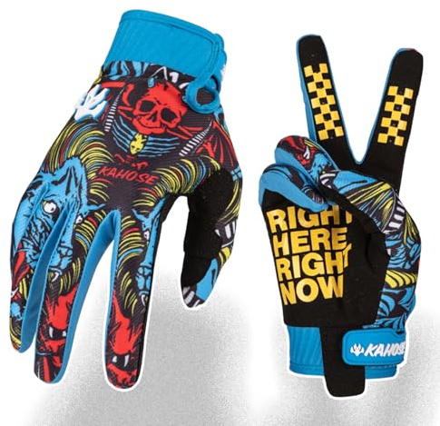 Fast passion Skeleton-Paw Guanti da Motocicletta per Uomo e Donna, Guanto da Ciclismo Traspirante Guanto da Dirtbike per ATV MTB Motocross Racing (2Blu, L)