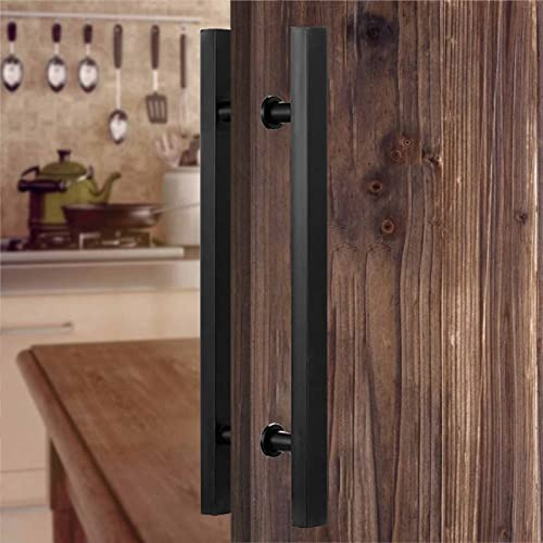 Double Sided Stainless Steel Modern Entry Door Handle Pull for Wood Glass Doors Interior Exterior Rectangle Pull Bar for Entrance Gate (Black 120cm/47.2in 90cm)