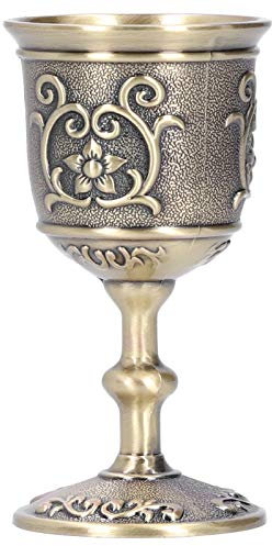 Akozon Copa de Vino de Bronce, Copa Vintage en Relieve, Cáliz Real Europeo, Bebida de Whisky, Suministros para Fiestas, Accesorios Profesionales para Uso (Grande)
