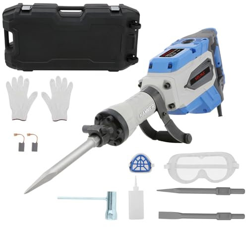 3500W 75J Demolition Hammer,2300 BPM Jackhammer,with 2 Replaceable Chisels,360°Anti-Vibration Rotary Handle,Electric Chisel for Concrete Breaking and Heavy-Duty Work