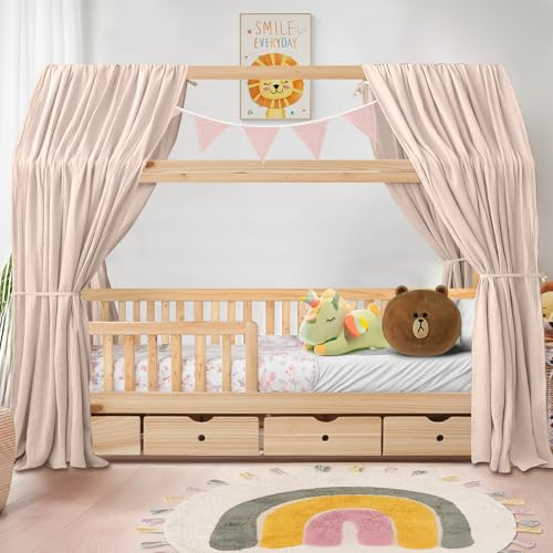iLuane Canapé de cama con dosel de muselina de algodón 100%, decoración de dosel con lazos, dosel para cama de casa, cortina de tela de muselina, decoración del cielo en 6 colores y 4 tamaños
