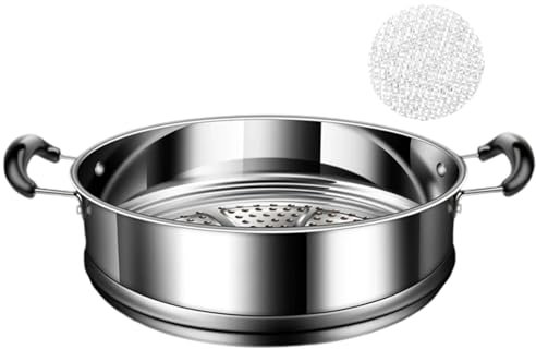Cesta vaporera de acero inoxidable de 20 cm/24 cm, accesorio vaporizador de alimentos de acero inoxidable 316 con asas resistentes al calor para bollos de dim sum y verduras