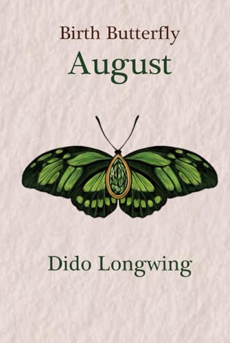 (August) Green Birth Butterfly Dido Longwing Gemstone Line Paper Writing Journal, 100 Pages, 6” x 9” Lined Paper Notebook, Hardcover