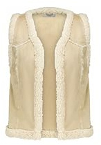 Deeluxe - Gilet sans manches SVANY effet suédine doublé sherpa style bohème folk avec surpiqûres apparentes et les finitions duveteuses - Taille M