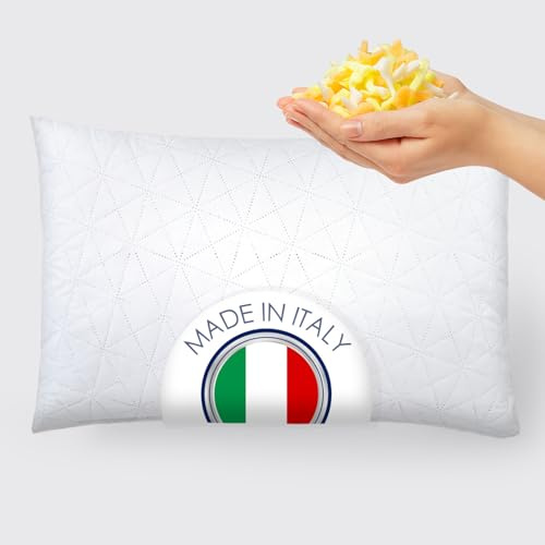Banzaii cuscino letto, guanciale in fiocco di memory e fodera in tessuto di microfibra trapuntata misura 45 x 75 made in italy.