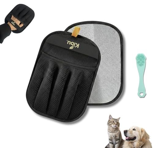 Kibbu. 2 guantes electrostáticos para depilación de perros y gatos. Ideales para lavar perros. Cepillo para pelo corto. Guantes mágicos mejorados para el cuidado canino