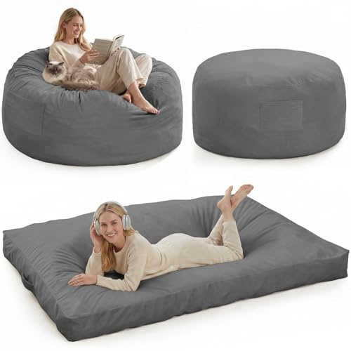 RBFGYIOP Pouf Lit Convertible en Velours Côtelé, Transformable en Matelas d’Appoint Ultra Confortable, Salon Utilisable, Canapé Rempli De Mousse, Fauteuil Lounge, Chauffeuse en Futon Matelas De Sol