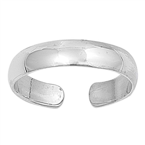7K Zehenring aus 925 Sterling Silber als Fußschmuck oder Fingerring für Damen, Herren und Kinder, offener Midi Ring, verstellbar, Breite 4mm, Modell 9