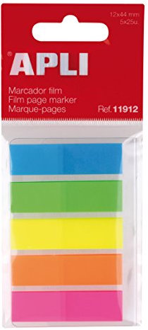 APLI Selbstklebende Einmerker, Neonfarben Film-Sortiment, fluoreszierend 45 x 12 mm