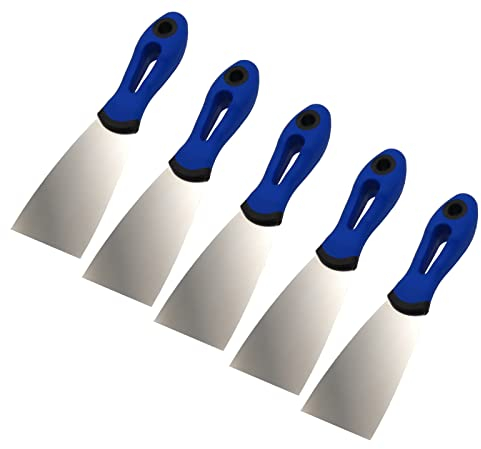 5er Set DEWEPRO® Profi Gipsspachtel 60mm - Gipserspachtel & Malerspachtel - Rostfreies Edelstahlblatt - 6cm Breite - Ergonomischer 2-Komponenten-Griff