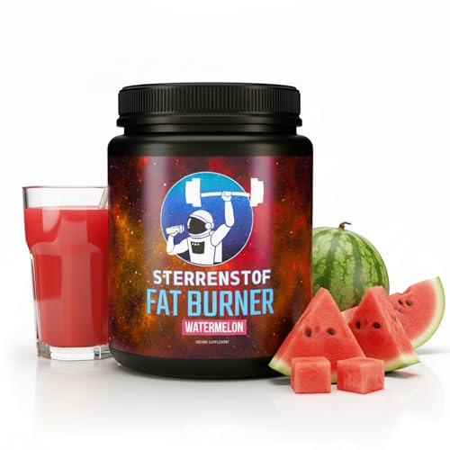 Sterrenstof Fat Burner – Wassermelone – Fettverbrenner Appetitzügler mit L-Carnitin, L-Tyrosin, L-Theanin, Grüntee-Extrakt, Koffein – Schnell abnehmen, Fatburner, Diät, 300 g Pulver, 50 Portionen