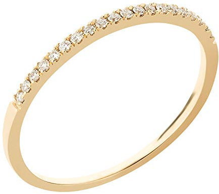 Ardeo Aurum Damenring aus 375 Gold Gelbgold mit 0,10 ct Diamanten Brillant Memoire Vorsteckring schmal Stapelring Gr. 54