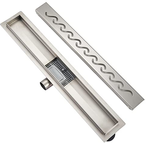 Plumbsys Duschrinne Edelstahl Länge 50cm ， S type Ablaufrinne für Badezimmer，Duschablauf Siphon mit Geruchsstop und Haarsieb，Ablaufrinne extra flach，Schnelle Drainage