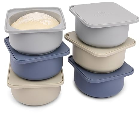 babadoh Pizzazubehör | Pizzateig-Gärbehälter mit Deckel | stapelbare Teigschalen | Die perfekte Pizza (Multi Blue, Original (machen 30,5 cm Pizzas)