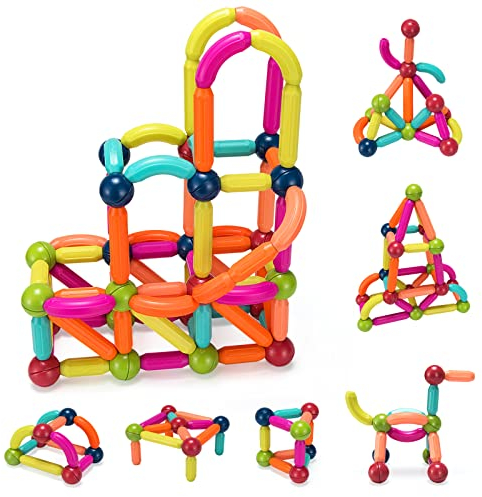 DREAMADE 88 TLG. Magnetische Bausteine, Magnet Montessori Spielzeug, Magnetic Bauklötze, Pädagogisches Magnetspielzeug für Kinder ab 3 Jahren, Magnetic Building Set