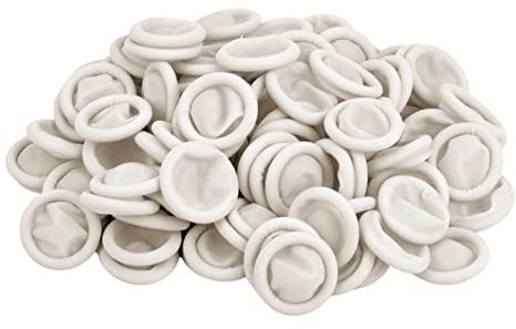100 Pcs Disposable Finger Protectors, Finger Cots, Latex Anti-Static Finger Tip Rubber Protect Keeping Dressing Dry and Clean, for Beauty Electronic Repair (White)