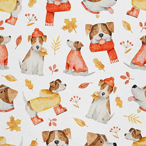 HEKO PANELS Stoff Oxford Wasserdichte Meterware Canvas-Stoff Polyester Stoff Zum Nähen Nähstoffe Dekostoffe Wasserabweisend Blickdicht Hunde Herbst 1 Meter 155 x 100 cm, DX1299