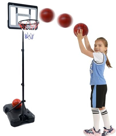 SOEVIEE Kids Basketball Hoop with Stand - Adjustable Basketball Set 2.9 ft-6.2 ft - Toddler Basketball Toys for Boys Age 3 4 5 6 7 8 - Indoor Outdoor Backyard Sport Game Gifts