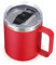 Volhoply 14oz Insulated Stainless Steel Coffee Mug with Leakproof Lid,Double Wall Vacuum Travel Coffee Cup with Handle,Reusable Metal Tumbler,Camping Mugs Keep Hot&Cold,Christmas Gifts(Red,1)