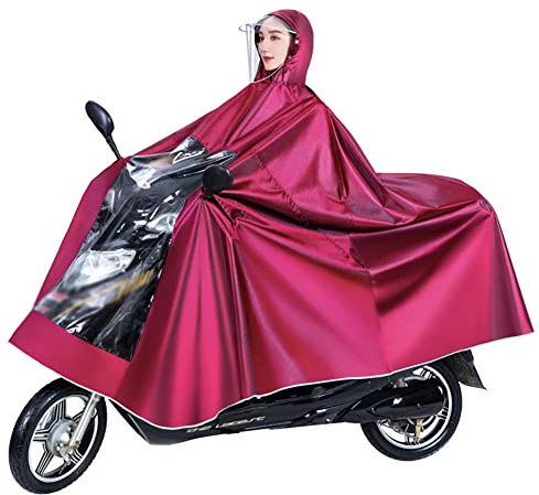 Mobility scooter rain cape,rain coat,cycling raincoatMotorbike Waterproof Lengthened Poncho Motorcycle Anti-fog Rainwear With Mirror Slots Motorcycling Large Rain Cover (Color : Red, Size : Double 5XL