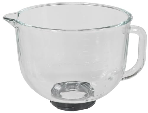 Spares2go Glass Mixing Bowl fits Kenwood KMX750 KMX760 Series Food Processors (5L, 4-Lug)