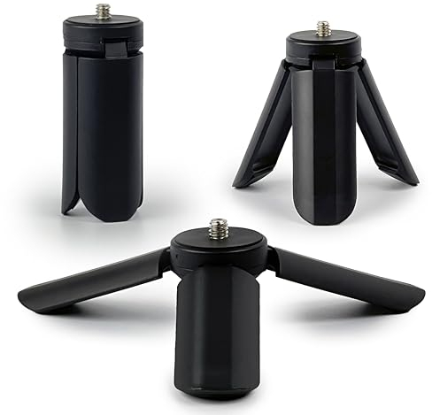 MyGadget Mini Trípode con Tornillo de 1/4 - Soporte para Cámara Web - Tripod Compacto para Viajes o Actividades al Aire Libre - Compatible con Cameras de hasta 3 kg - Negro