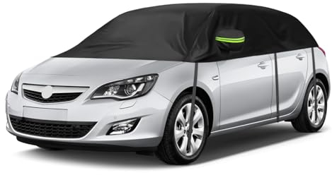 Halbe Autoabdeckung Ersatz für Opel Astra Hatchback 2009-2024, Halbgarage Upgrade Verdickter Allwetter Halbabdeckung Reflektierende Autoabdeckung wasserdichte Schutzhülle UV Schutz Schneeschutz