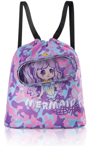 KASESSS Swimming Bags for Kids, Large Capacity Drawstring Bag, Waterproof Swim Bag for Boy and Girl Wet and Dry Sports Bag with Shoe and Goggle Pocket Drawstring Backpack for Beach Pool School