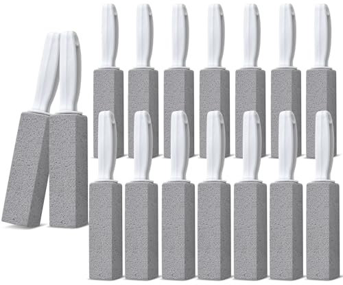 Emycool Pumice Stone Toilet Bowl Cleaner, 16 Pack Toilet Pumice Stone with Handle for Cleaning, Pumice Stone for Toilet, Bathtubs, Sinks, Swimming Pools, Grills