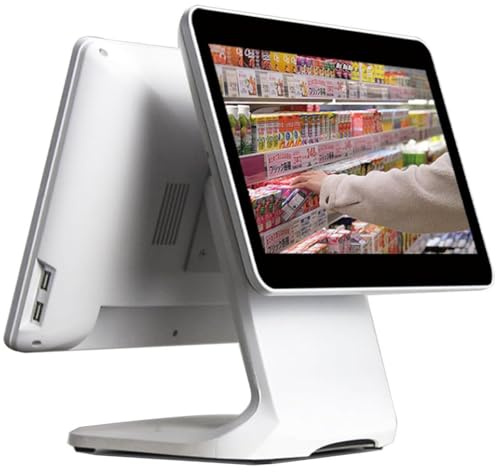 Caja registradora con pantalla táctil, caja registradora inteligente todo en uno, pantalla táctil dual de 15,6 pulgadas, para sistemas POS de tiendas minoristas, restaurantes y pequeñas empresas