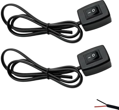 Powice 2 x Kippschalter 12V mit Selbstklebender Rückseite, 3 A 12 V/24 V Schalter mit 75 cm Kabel, 12 V Kippschalter für die Steuerung der Autolichtelektronik