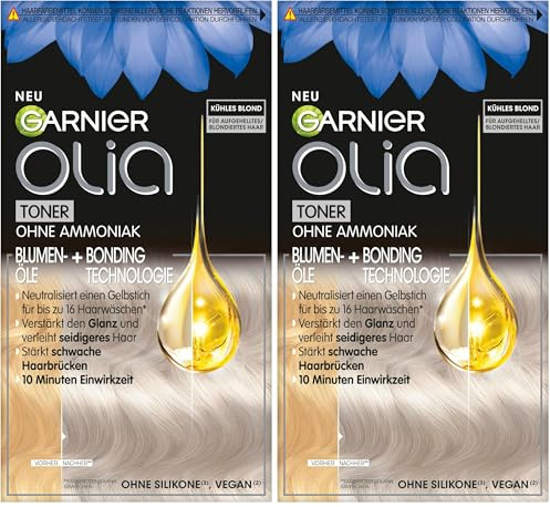 Olia Toner 9.1 Kühles Blond, Anti-Gelbstich Intensivtönung für Blondiertes Haar, Für Strähnchen, Balayage & Ombré, Vegane Formel ohne Ammoniak, Für strahlenden Glanz (Packung mit 2)