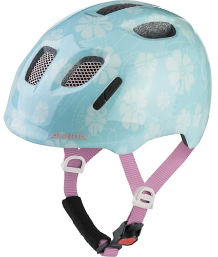 ALPINA XIMO 2 – Casco da bici leggero e sicuro per bambini con LED opzionale - aqua-rose flower gloss - 49-54
