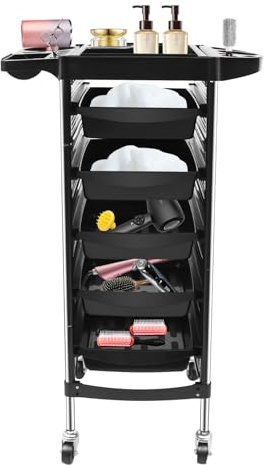 Hairdresser Trolley Salon Hairdressing Trolley with 5 Drawers Beauty Storage Cart Top Cover Wheels Spa Barber for Beauty Salons Hair Salons