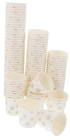 KAILIKETIY 100 vasos de papel desechables de muestra, biodegradables, mini vasos de papel sólido, compactos para degustación, vasos de porciones para alimentos, postres, medicamentos y especias