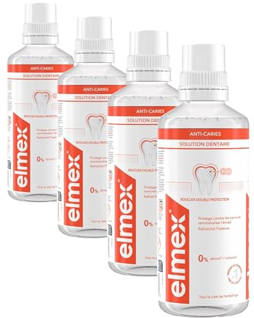 ELMEX - Bain de bouche ANTI-CARIES - Bouclier Double Protection & Reminéralise l'émail - Formule sans alcool - Saveur Menthe - 400mL