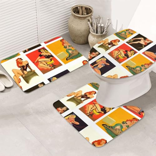 3 Piezas Juego De Alfombra De Baño Pinu Alfombra De Contorno Antideslizantes Absorbentes Alfombras De Cama, para Dormitorio, Cocina, Bathroom