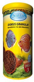 Aquaris Diskus Granulat - 250 ml. Hochwertiges Fischfutter für Diskus. Ausgewogene Nährstoffversorgung für gesundes Wachstum, hohe Vitalität und klares Wasser.
