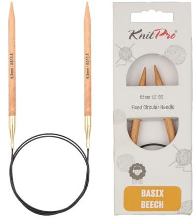 KnitPro Basix Björk rund sticknål, 80 cm längd x 6,50 mm tjocklekar, brun