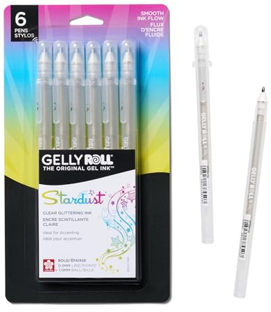 Sakura Gelly Roll Stardust Glitter Gel Pens, Clear, Bold Line, 6 Pack