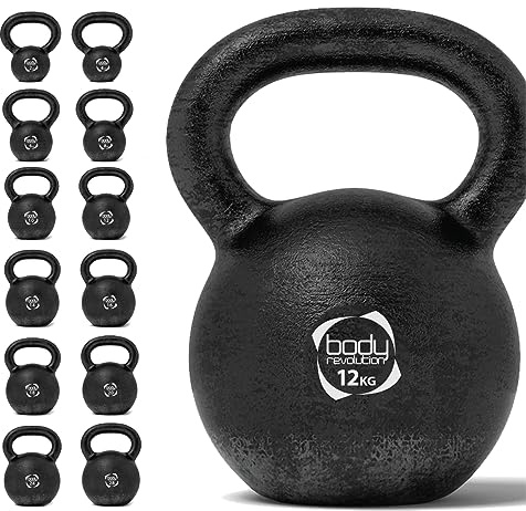 Body Revolution Gusseisen Kugelhantel - Krafttraining Heimtrainer Equipment - Gewichte Verfügbar 2kg - 28kg - 12 kg