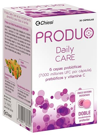 Produo Daily Care - Probióticos y Prebióticos Intestinales, Doble Recubrimiento Protector, 30 Cápsulas