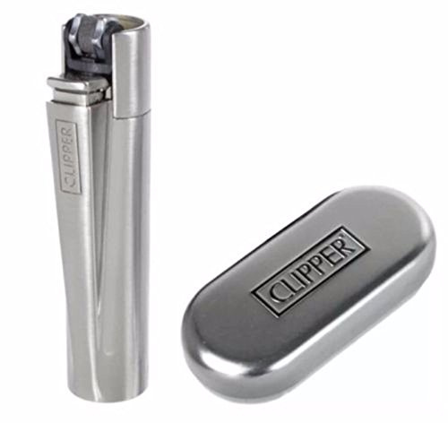 METAL CLIPPER LIGHTER WITH FREE CHROME CASE (Silver)