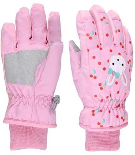 TRIWONDER Kids Ski Gloves Snow Resistant Windproof, Warm Winter Mittens for Girls with Soft Fleece Lining for Snowboarding Skiing (Pink, M, 7-9 years old)