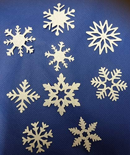 SAFIRMES 1372 9 x Christmas Stars 4 cm Assorted Iron-On Hotfix Patch Transfer Glitter Flake Bling Effect White