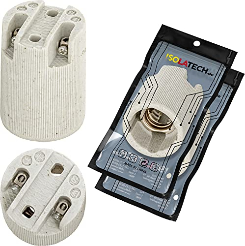 ISOLATECH Portalámparas de cerámica E14, rosca Edison RoHS hasta 250 V y 4 (aquí: 2 piezas)