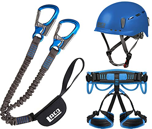 LACD Klettersteigset Pro 3.0 Blue + Klettergurt Start Blue Größe L + Helm Protector 2.0 Blue