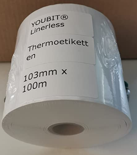 103 mm x 100 m Linerless fraktetiketter (termiska etiketter utan underlagspapper), kompatibel med DHL 910-300-690, kan också användas för DPD
